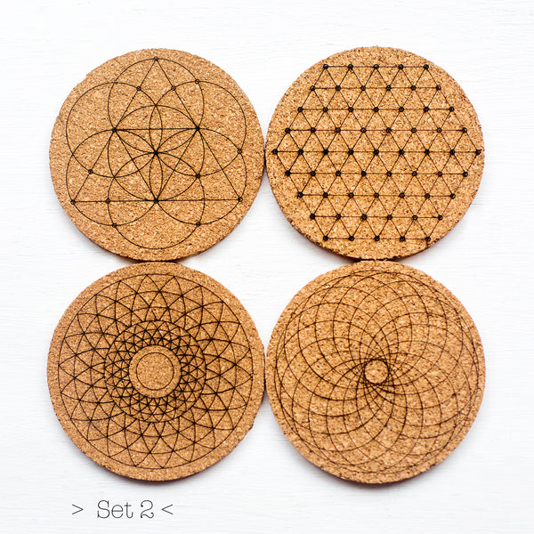 Geometric Cork Coaster Set