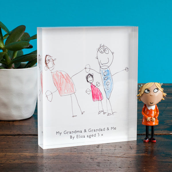 personalised child's drawing acrylic block